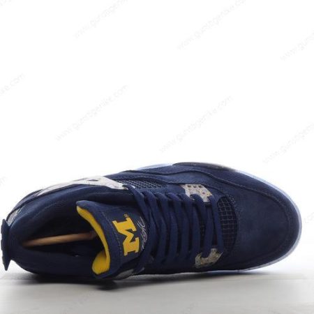 Herren/Damen ‘Dunkelblau Golden Weiß’ Nike Air Jordan 4 Retro Schuhe 1036660