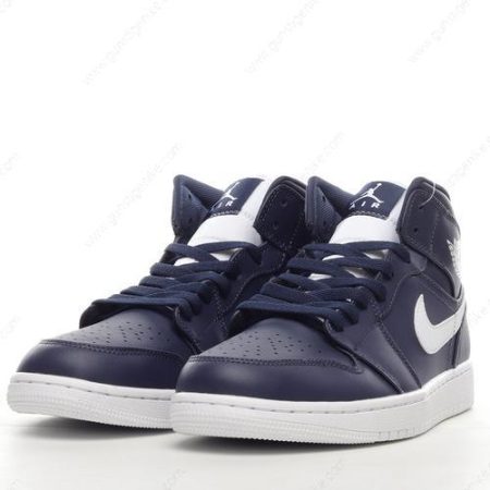 Herren/Damen ‘Dunkelblau Weiß’ Nike Air Jordan 1 Retro Mid Schuhe 554724-402