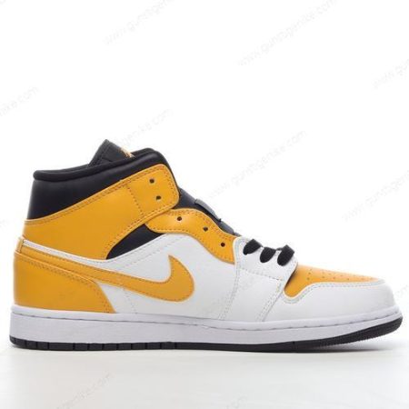 Herren/Damen ‘Gold Schwarz Weiß’ Nike Air Jordan 1 Mid Schuhe 554724-170