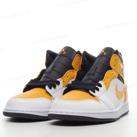 Herren/Damen ‘Gold Schwarz Weiß’ Nike Air Jordan 1 Mid Schuhe 554724-170