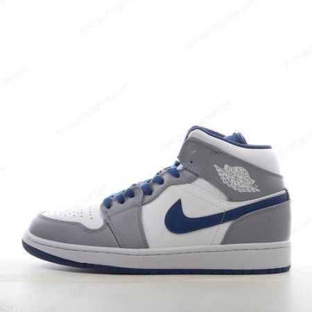 Herren/Damen ‘Grau Weiß Blau’ Nike Air Jordan 1 Mid Schuhe DQ8423-014