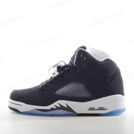 Herren/Damen ‘Schwarz Grau Blau’ Nike Air Jordan 5 Retro Schuhe 136027-035