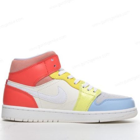Herren/Damen ‘Weiß Gelb Rot Blau’ Nike Air Jordan 1 Mid Schuhe DJ6908-100