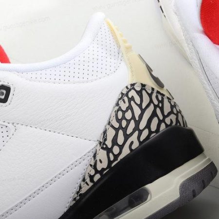 Herren/Damen ‘Weiß Grau Rot’ Nike Air Jordan 3 Retro Schuhe 136064-102