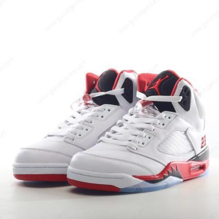 Herren/Damen ‘Weiß Rot Schwarz’ Nike Air Jordan 5 Retro Schuhe 136027-120