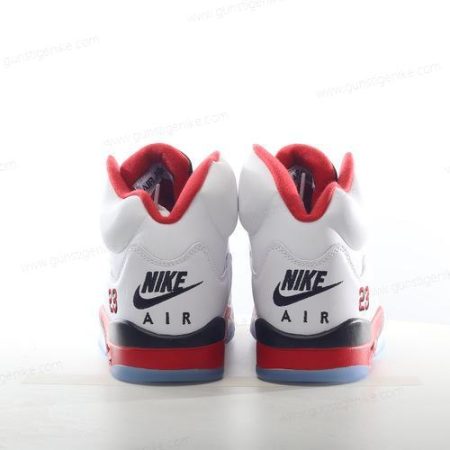 Herren/Damen ‘Weiß Rot Schwarz’ Nike Air Jordan 5 Retro Schuhe 136027-120