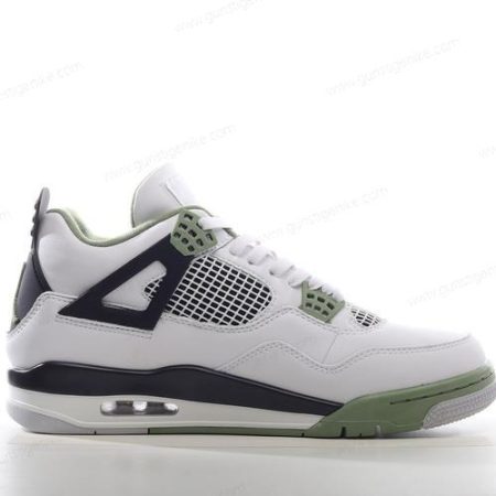 Herren/Damen ‘Weiß Schwarz Grün’ Nike Air Jordan 4 Retro Schuhe AQ9129-103