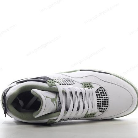 Herren/Damen ‘Weiß Schwarz Grün’ Nike Air Jordan 4 Retro Schuhe AQ9129-103