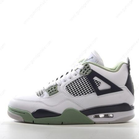 Herren/Damen ‘Weiß Schwarz Grün’ Nike Air Jordan 4 Retro Schuhe