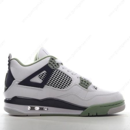 Herren/Damen ‘Weiß Schwarz Grün’ Nike Air Jordan 4 Retro Schuhe