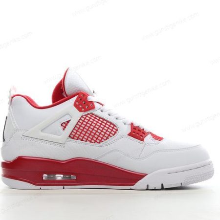 Herren/Damen ‘Weiß Schwarz Rot’ Nike Air Jordan 4 Retro Schuhe 308497-106