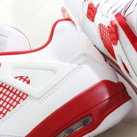 Herren/Damen ‘Weiß Schwarz Rot’ Nike Air Jordan 4 Retro Schuhe 308497-106
