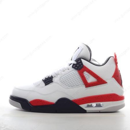 Herren/Damen ‘Weiß Schwarz Rot’ Nike Air Jordan 4 Retro Schuhe BQ7669-161