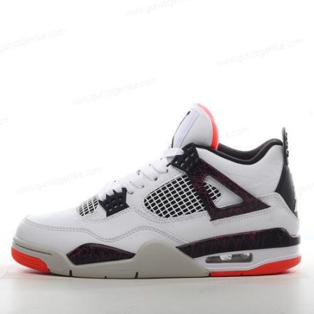 Herren/Damen ‘Weiß Schwarz Rot Orange’ Nike Air Jordan 4 Retro Schuhe 308497-116