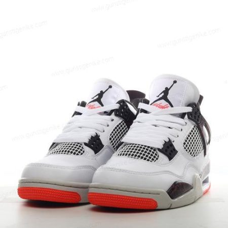 Herren/Damen ‘Weiß Schwarz Rot Orange’ Nike Air Jordan 4 Retro Schuhe 308497-116
