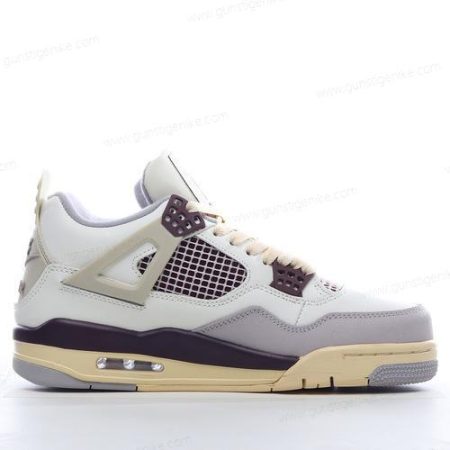 Herren/Damen ‘Weiß Violett Braun’ Nike Air Jordan 4 Retro Schuhe Q490418-100